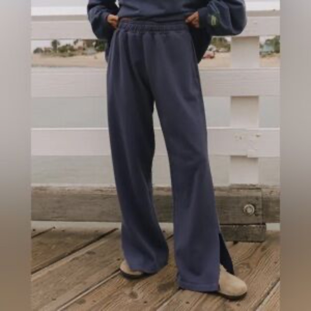 DAILY DRILLS Navy Wide Leg Split Sweatpants XS/S